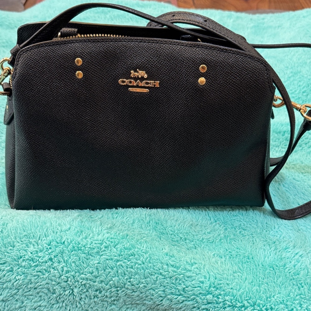 Coach Black Crossbody Bag with Gold Accents